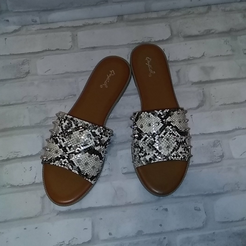 Studded Snakeskin Sandals